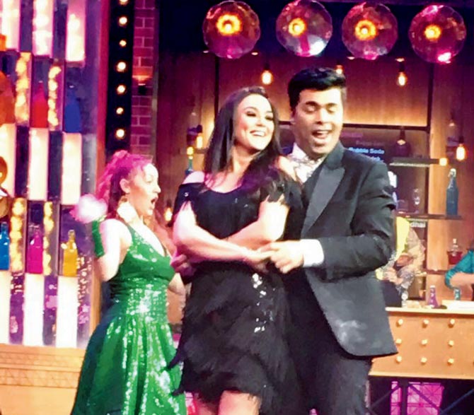Preity Zinta and Karan Johar recently shot for buddy Farah Khan's show Lip Sing Battle